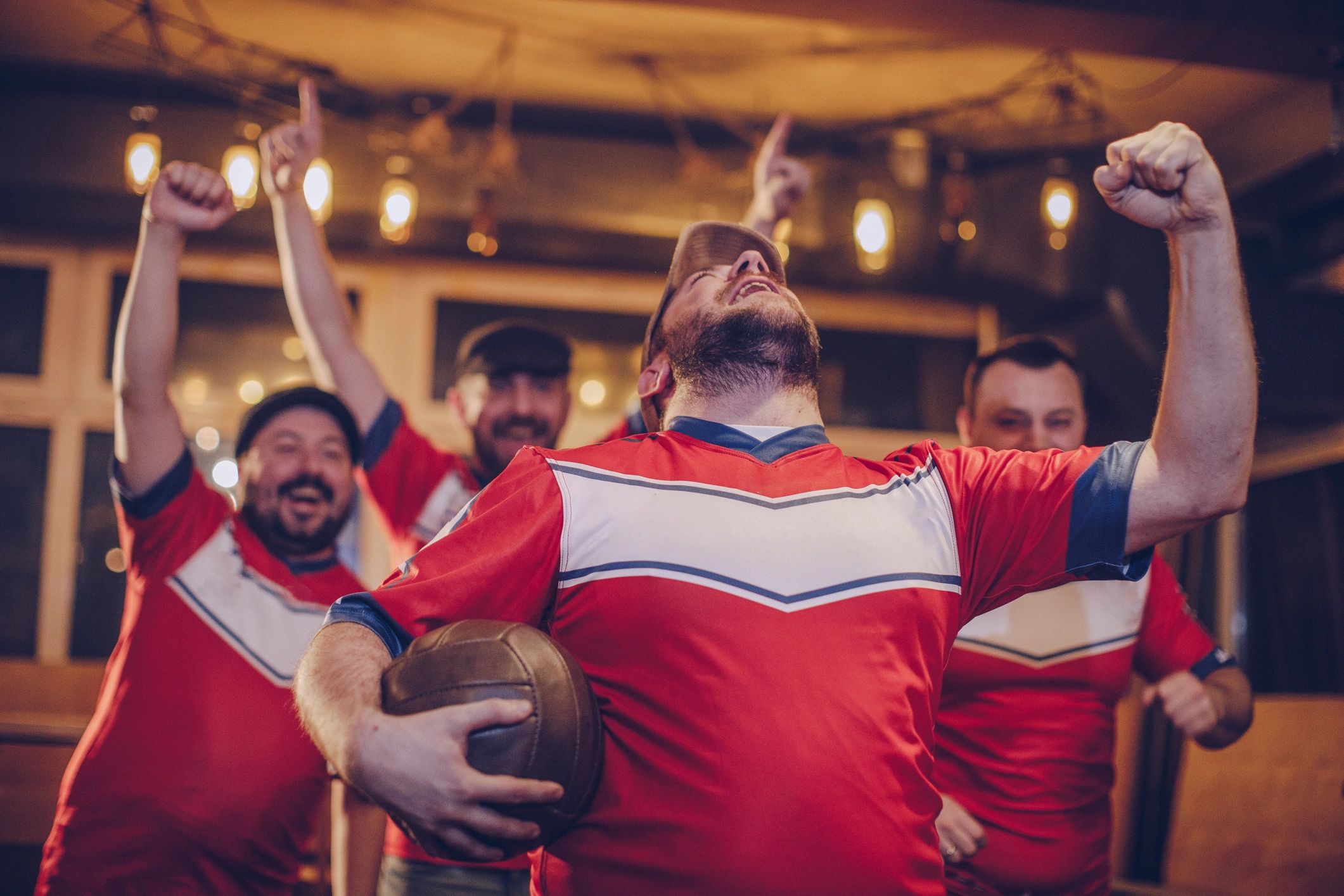 Excited football fans